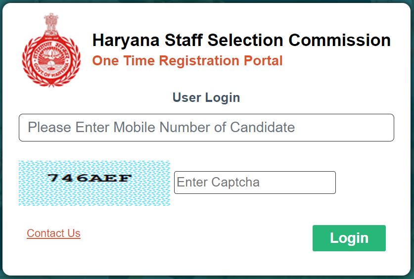 Haryana One Time Registration Portal