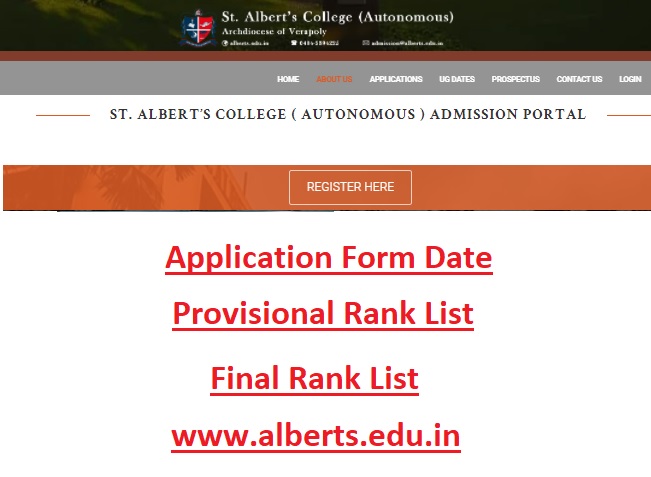 St Alberts College UG Admission 2021 Last Date - www.st alberts.edu.in Student Login